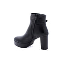 Bottines en cuir à plateau - Noir