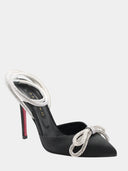 Escarpins en satin à strass - Noir