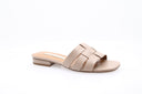 Mules en cuir à talon plat - Beige