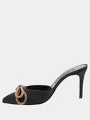 Mules en satin à talon - Noir