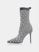 Skye Monogram Knit Bootie - Ivoire/Noir