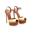 Flora Cristal Sandales Plateformes en cuir - Caramel & Doré