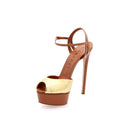 Flora Cristal Sandales Plateformes en cuir - Caramel & Doré