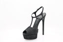Sandales Plateformes en cuir - Denim Noir