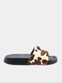 Mules femme à bride motif vache – Noir & marron