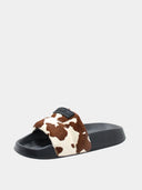 Mules femme à bride motif vache – Noir & marron