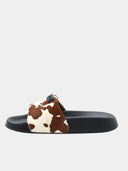 Mules femme à bride motif vache – Noir & marron