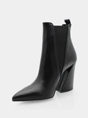 Bottines en cuir lisse - Noir