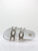 Sandales avec strass argentés - Blanc