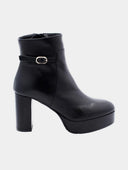 ALBANO - Bottines Femmes en cuir à plateau - Noir