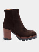 ALBANO - Bottines Femmes en camoscio à talon hauts - Marron foncé