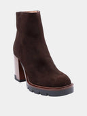 Bottines en cuir à talon hauts - Marron foncé