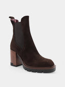 ALBANO - Bottines en suède - Marron foncé
