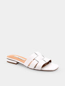 ALBANO - Mules en cuir plate - Blanc