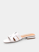 Mules en cuir plate - Blanc