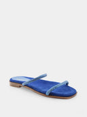 ALBANO - Mules plates en daim - Bleu