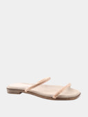 Mules plates en strass - Beige