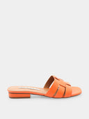 ALBANO - Mules en cuir plates - Orange