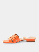Mules en cuir plates - Orange