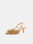 Escarpins en raphia et en cuir - Beige