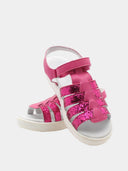 Sandales ouvertes pailletées enfant - Rose