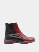 PRADA - Bottines femme en cuir - Noir et rouge foncé