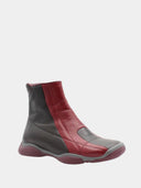PRADA - Bottines femme en cuir - Noir et rouge foncé