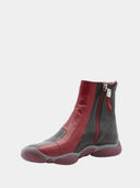 Bottines femme en cuir - Noir et rouge foncé