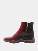 Bottines femme en cuir - Noir et rouge foncé