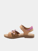 Sandales ouvertes fleuries enfant - Camel