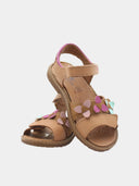 Sandales ouvertes fleuries enfant - Camel