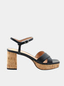 Sandales femme à plateforme effet liège – Noir
