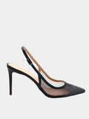 Escarpins slingback à strass – Noir