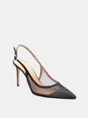 Escarpins slingback à strass – Noir