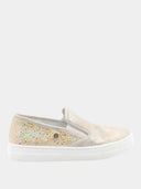 Baskets slip-on enfant à détails dorés - Beige et doré