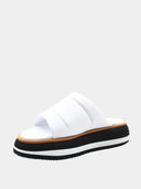 Sandales Plateformes en Cuir Matelassé – Blanc