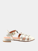 Sandales spartiates femme en cuir - Platine