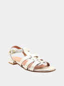 Sandales spartiates femme en cuir - Platine