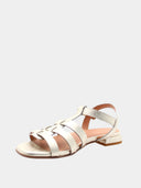 Sandales spartiates femme en cuir - Platine