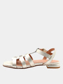 Sandales spartiates femme en cuir - Platine