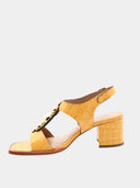 Sandales en cuir à talon - Jaune