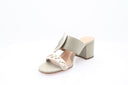 Mules en cuir tressées - Gris vert