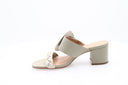 Mules en cuir tressées - Gris vert
