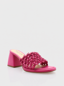 Sandales à talon bloc avec brides tressées - Fuchsia
