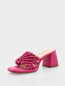 Sandales à talon bloc avec brides tressées - Fuchsia