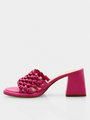 Sandales à talon bloc avec brides tressées - Fuchsia