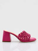 Sandales à talon bloc avec brides tressées - Fuchsia