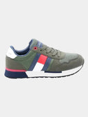 TOMMY HILFIGER - Baskets basses enfant garçon - Vert militaire, bleu marine, rouge et blanc
